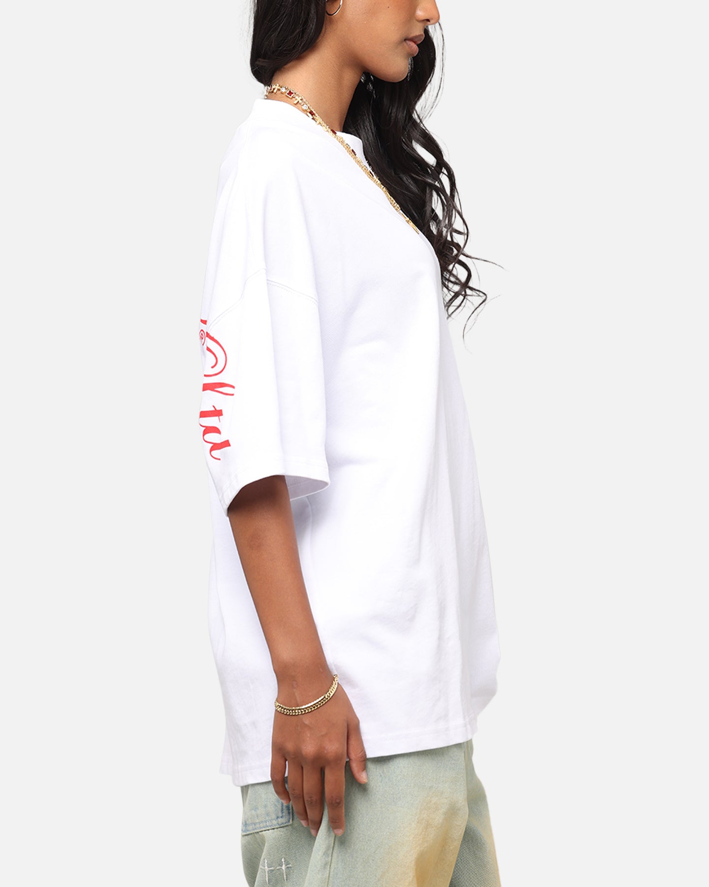 Carre Side Script Oversized T-Shirt White/Red、mySite、zt4zffjzw