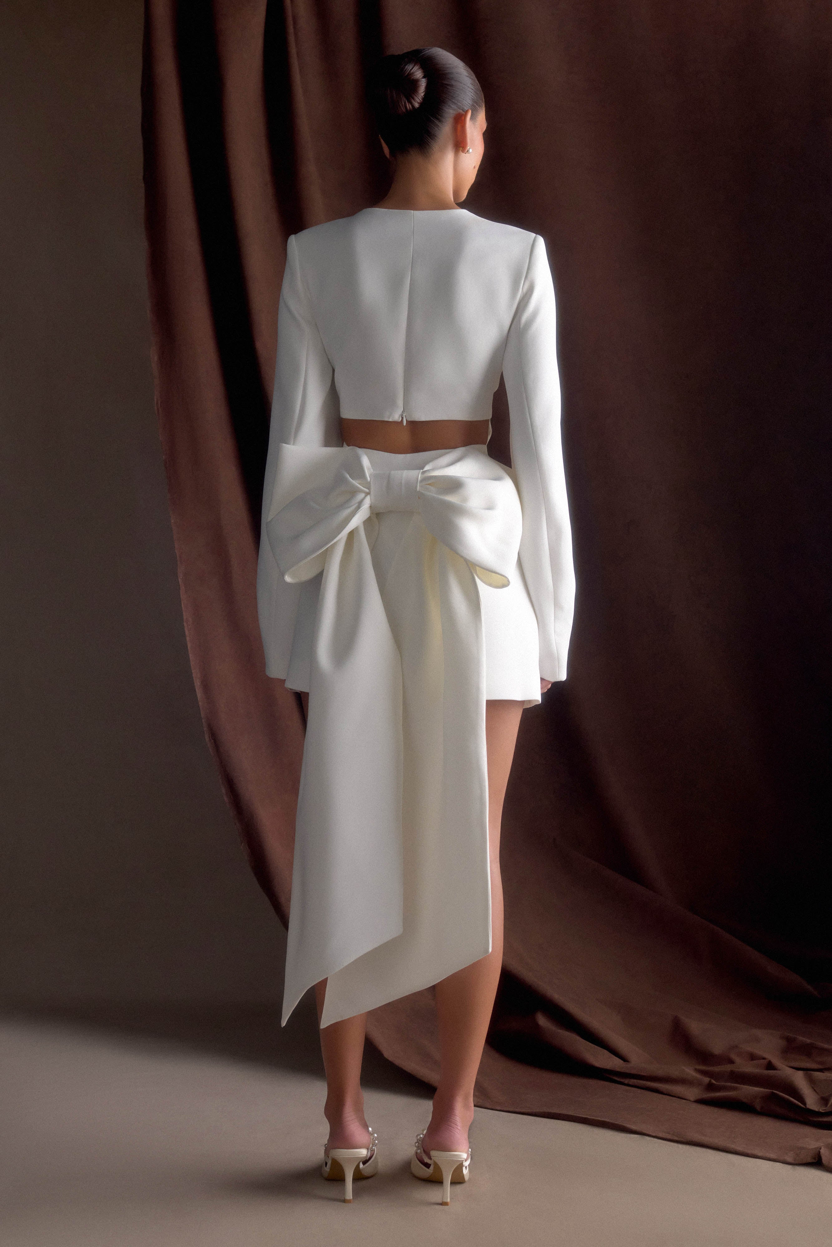 Rosanna Suiting Bow Mini Dress - Ivory、mySite、solidvoid