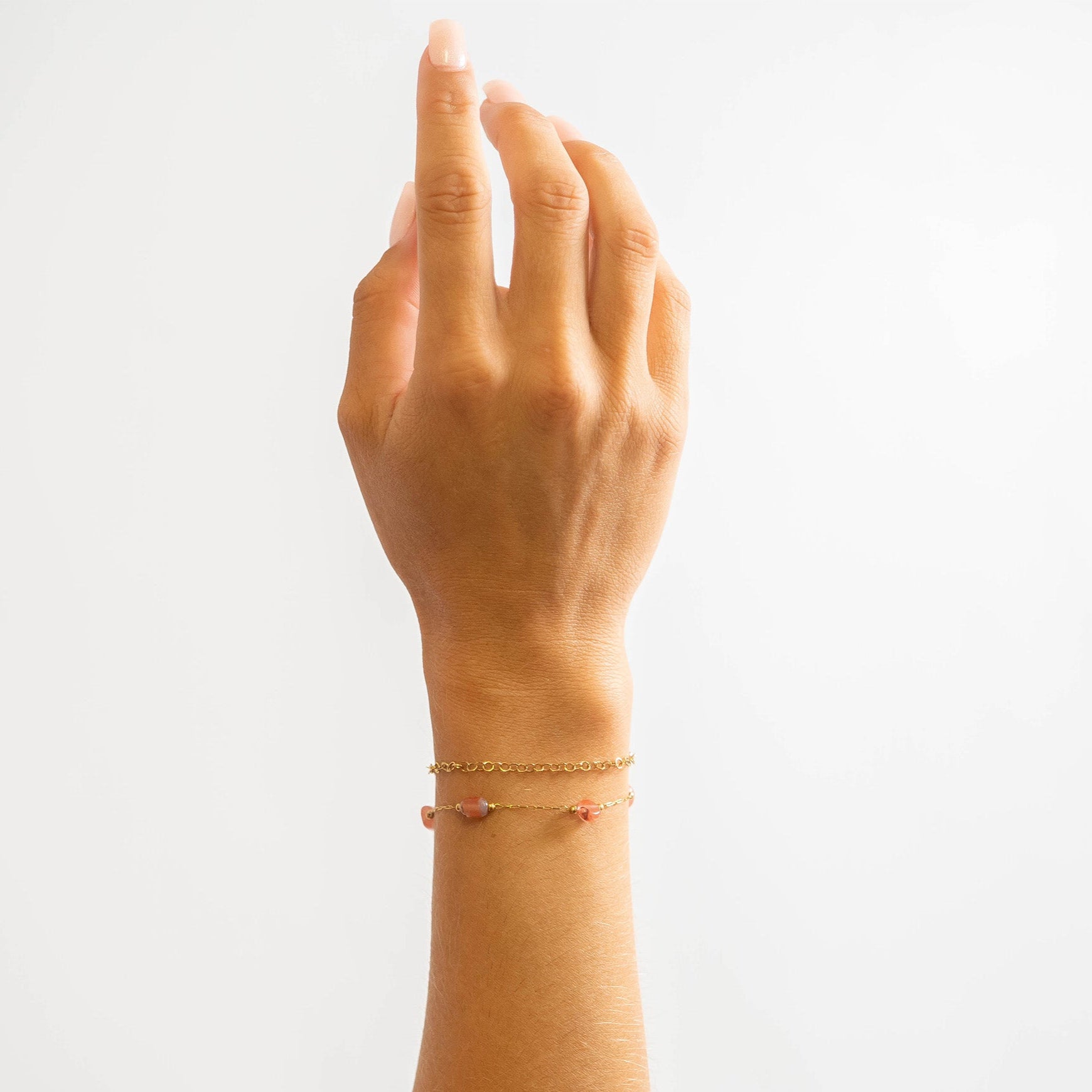 18K Gold PVD Stainless Steel Beaded Stone Chain - By The Foot / SPL1017、mySite、dreamappss