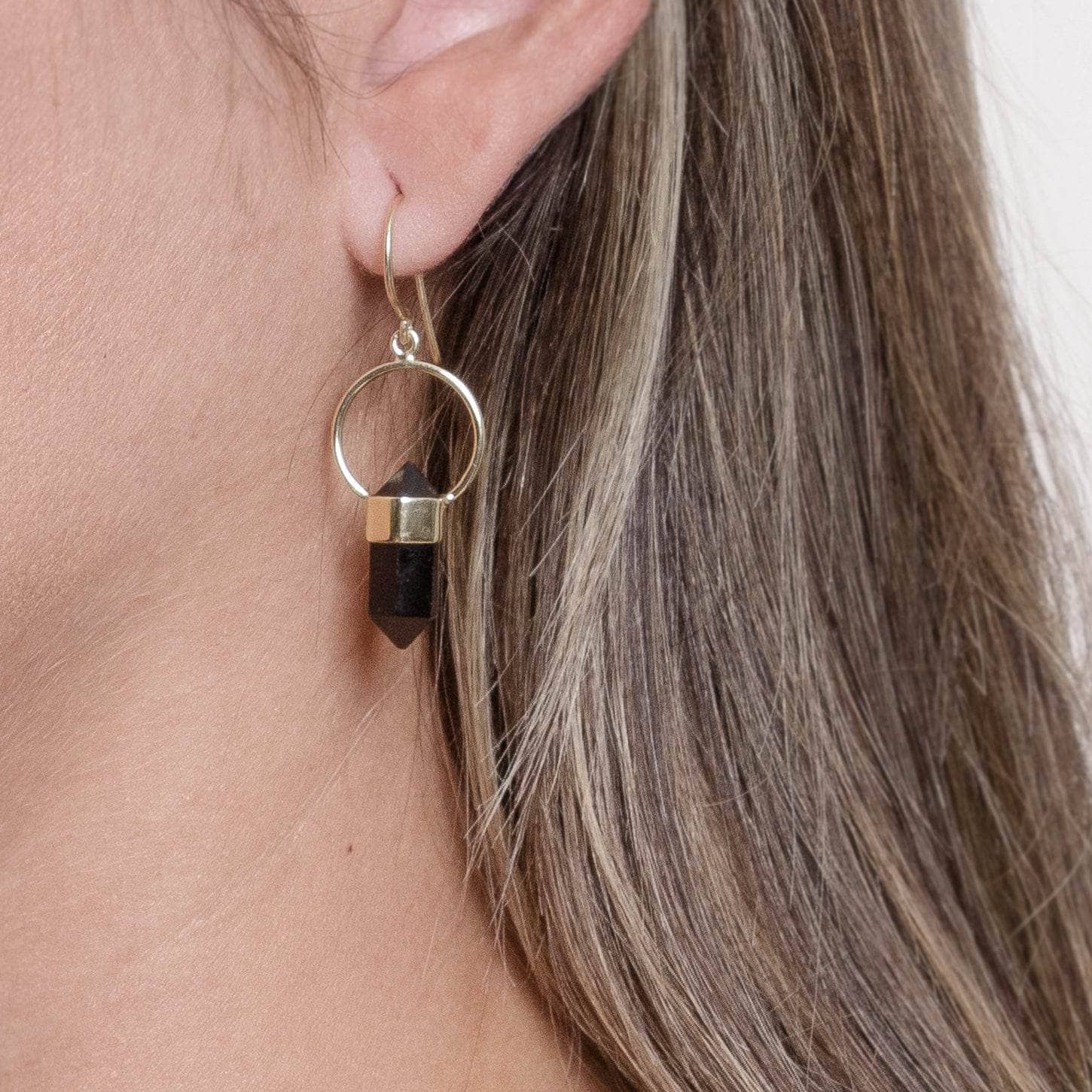 Black Tourmaline Crystal Point Earrings、mySite、hinf8tx79