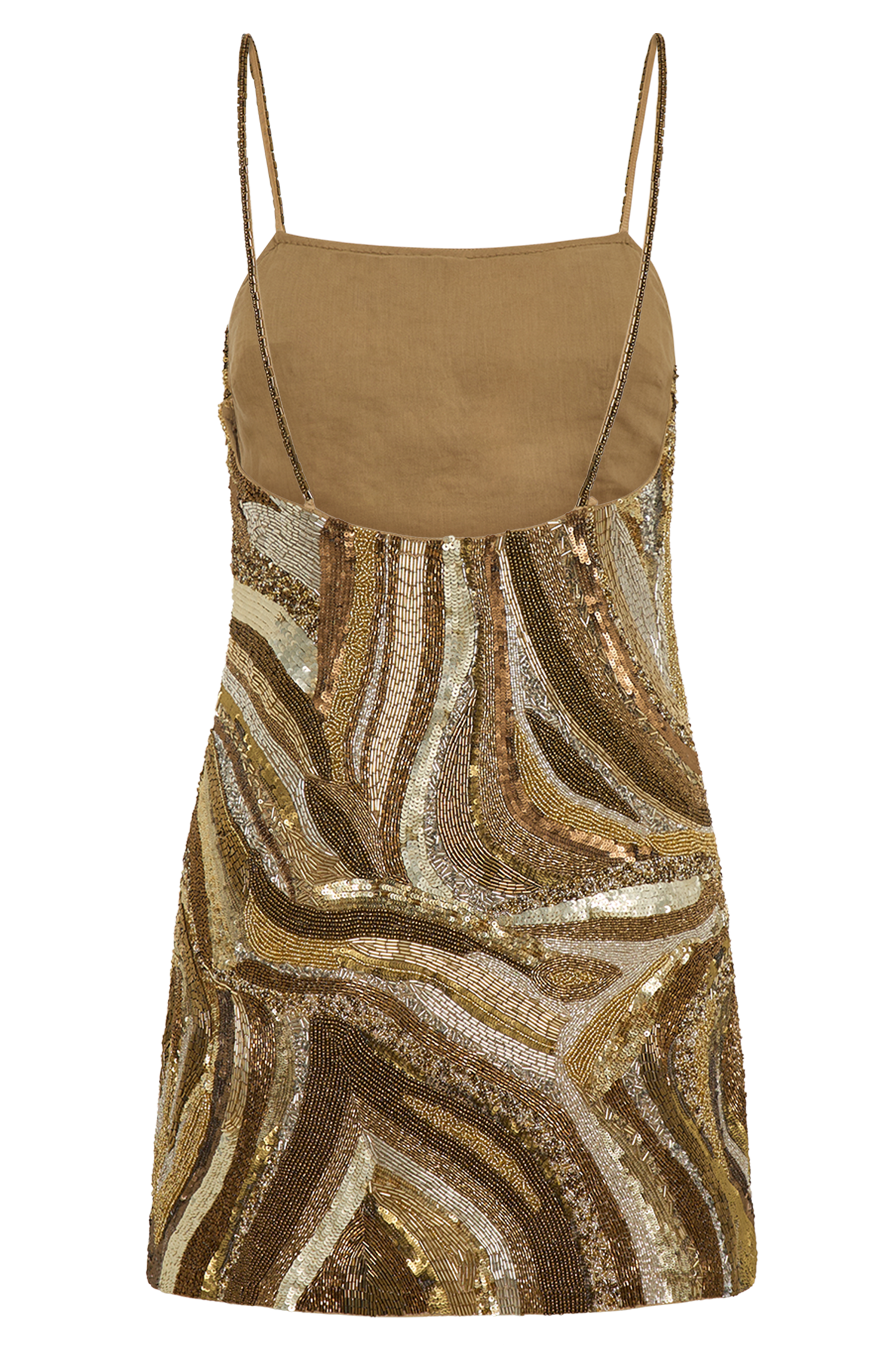 Eloise Hand Beaded Mini Dress - Gold Swirl Print、mySite、solidvoid