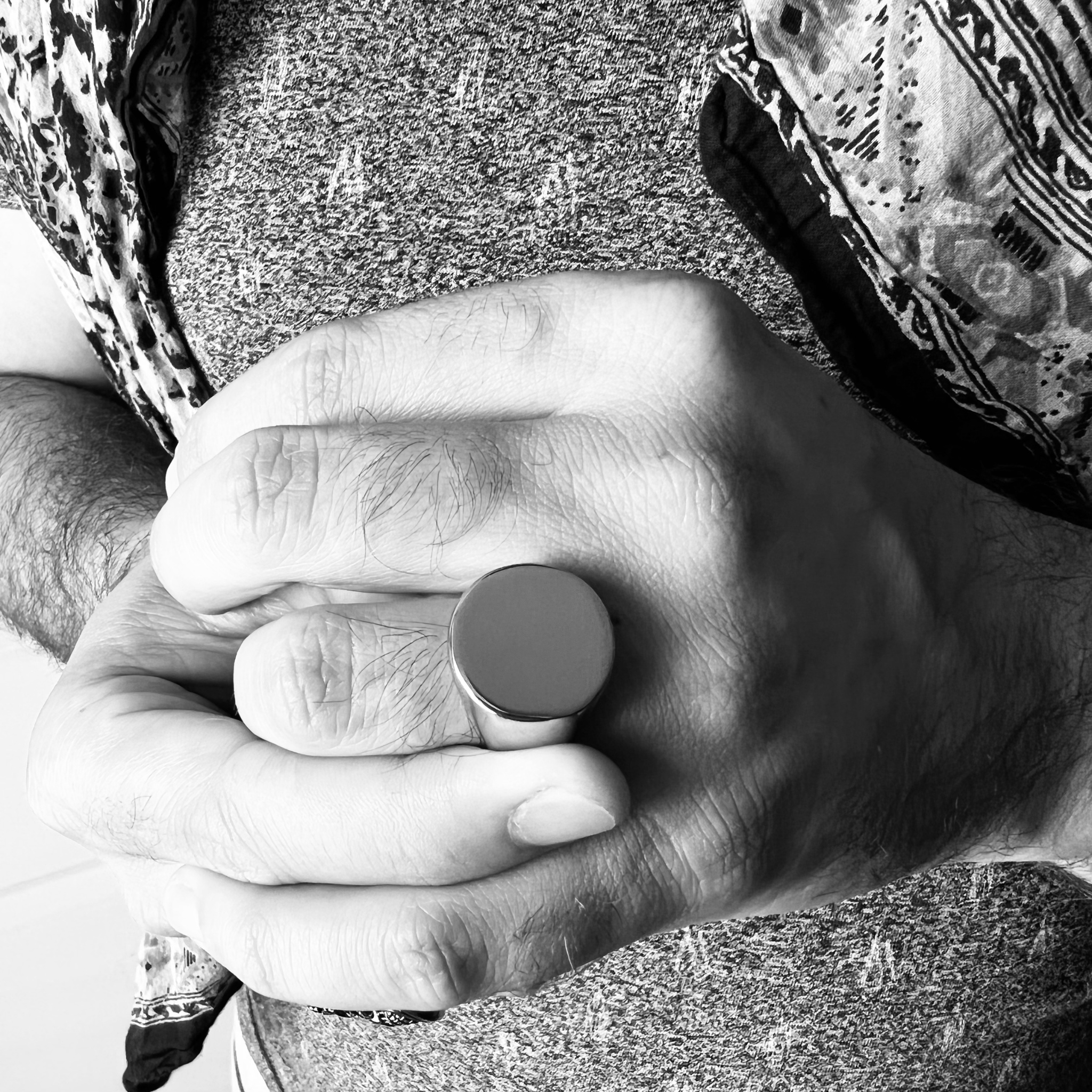 Stainless Steel Polished Round Blank Signet Ring / SCR3087、mySite、dreamappss