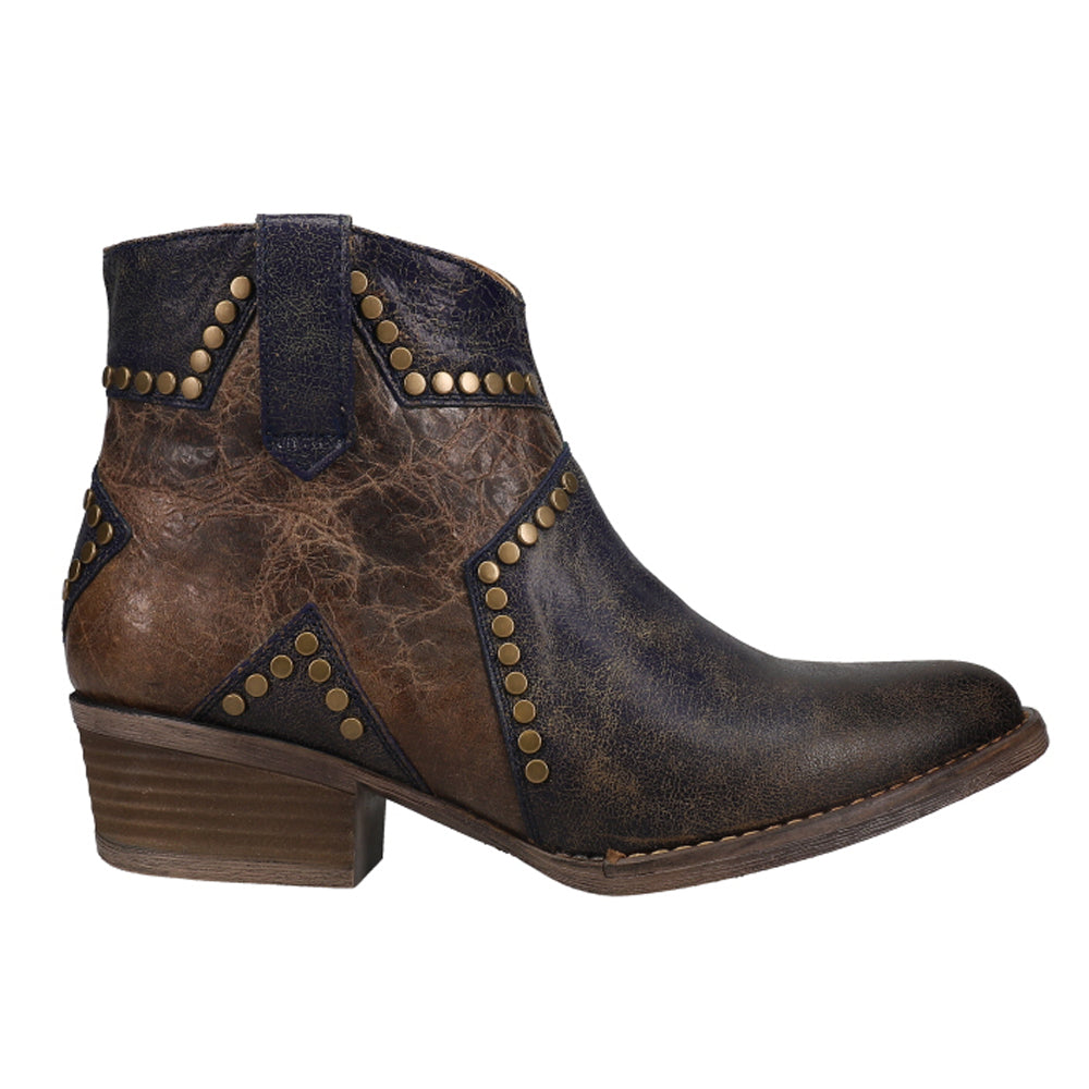 Blue Star Inlay Studded Ankle Zippered Booties、mySite、gtrtttuynbv