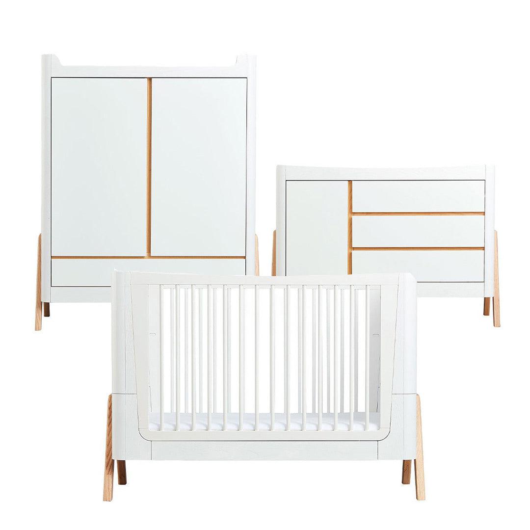  Gaia Baby Hera Cot Bed + Dresser + Wardrobe Three Piece Bundle - Scandi-White + Natural、mySite、merchandisen
