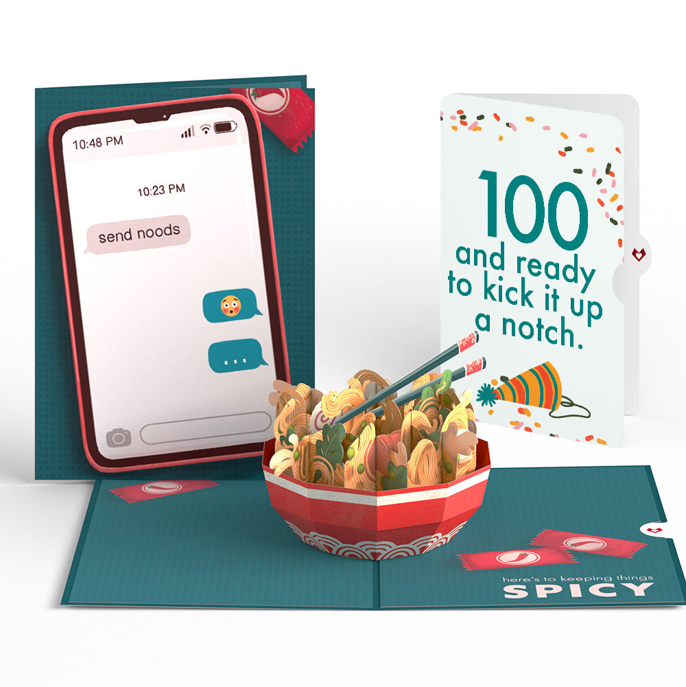 Send Noods Spicy Birthday Pop-Up Card and 100th Kick It Up Sentiment Set、mySite、solidvoid