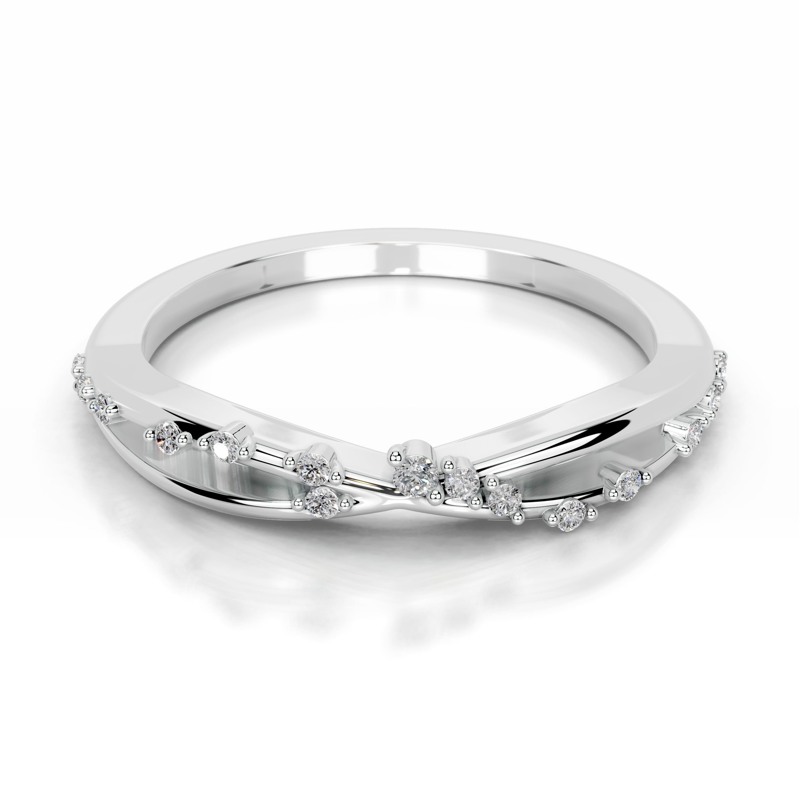 Ausha Lab Grown Diamond Wedding band - 18K White Gold、mySite、hinf8tx79