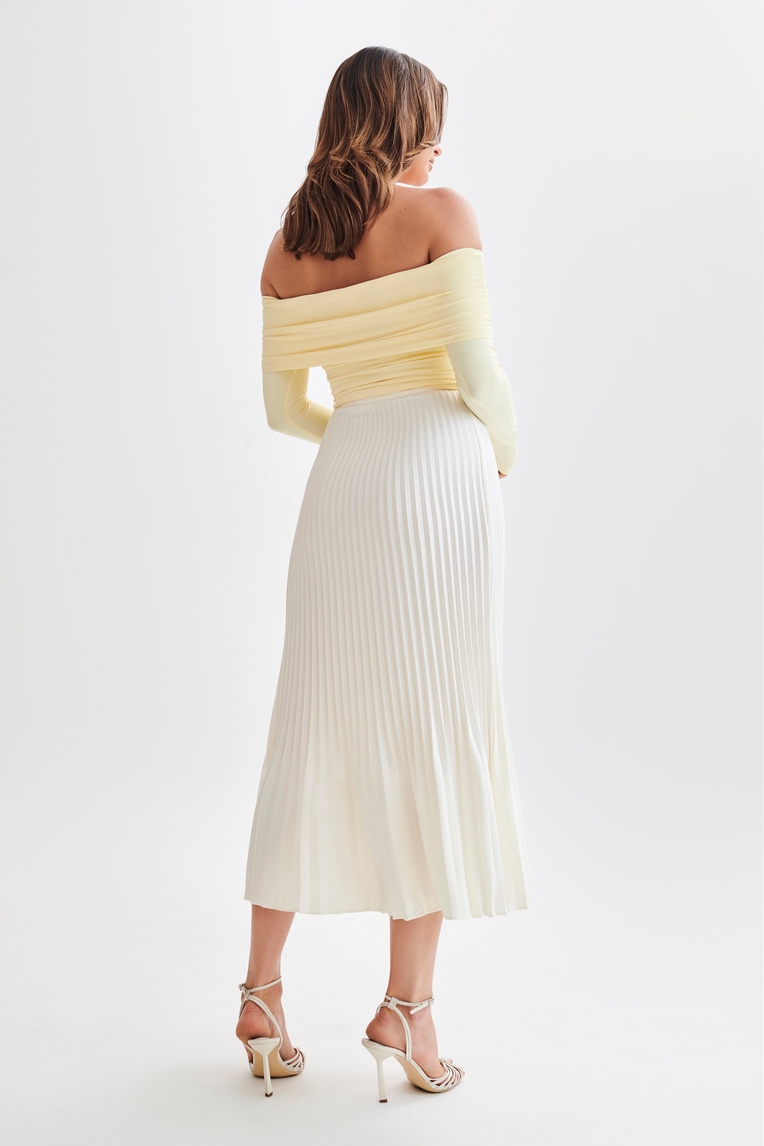 Lucinda Recycled Nylon Off Shoulder Top - Lemon、mySite、solidvoid