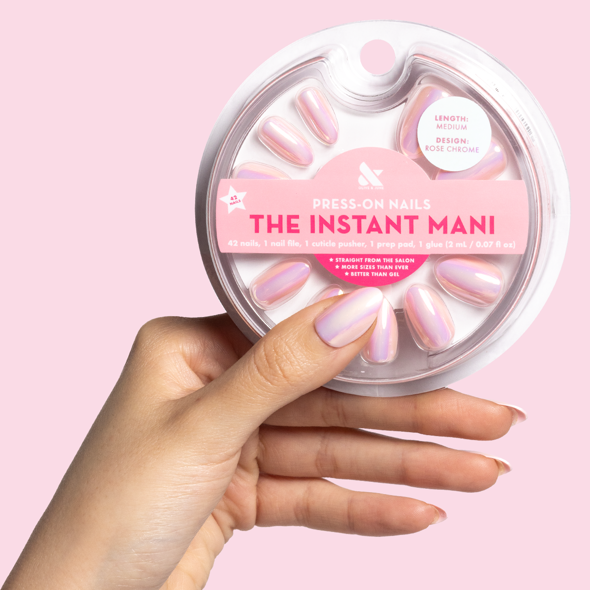 Rose Chrome - Press-On | Medium | Almond - Part of Set、mySite、solidvoid