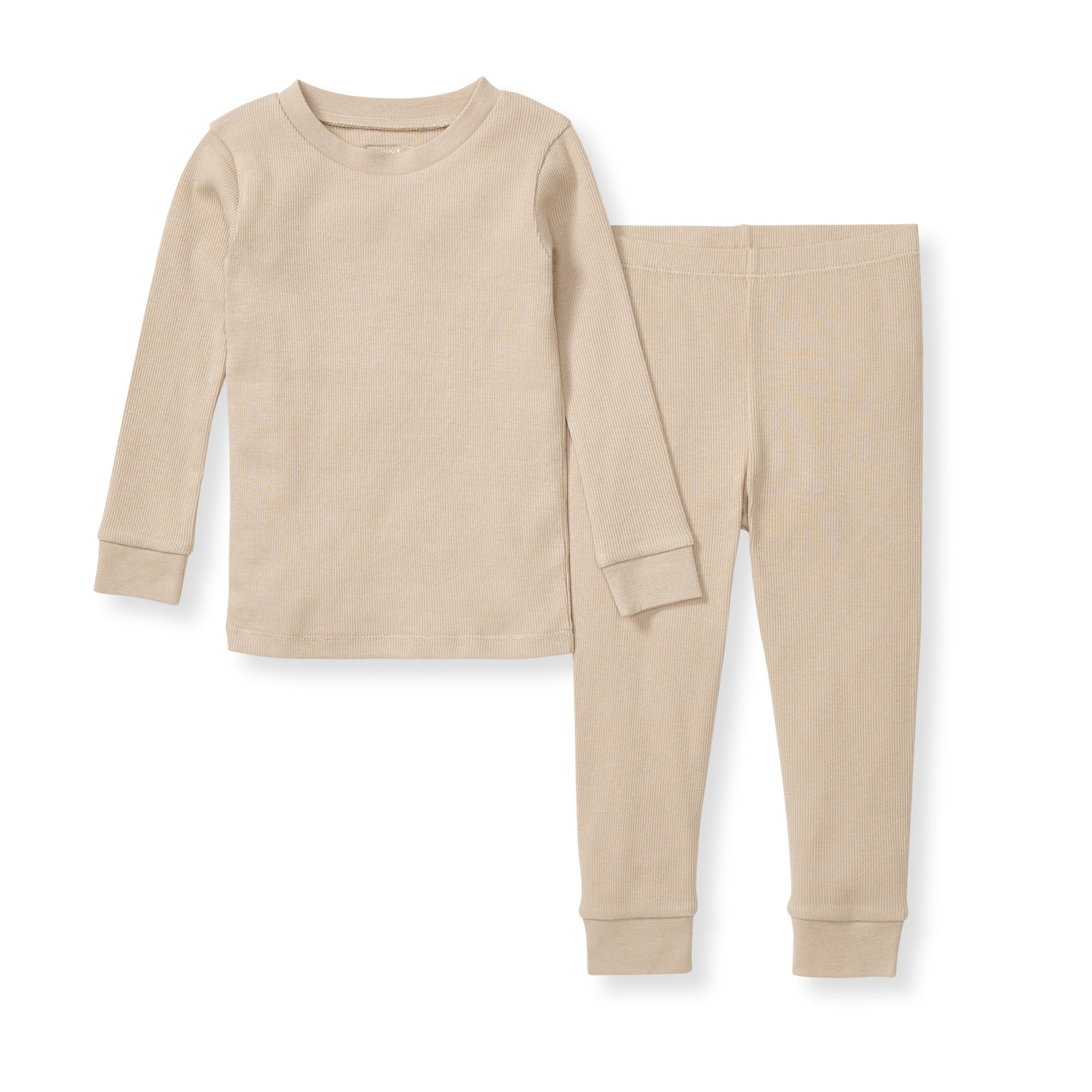 Solid Rib Organic Cotton Two-Piece Pajamas - Hummus、mySite、g9winljtr