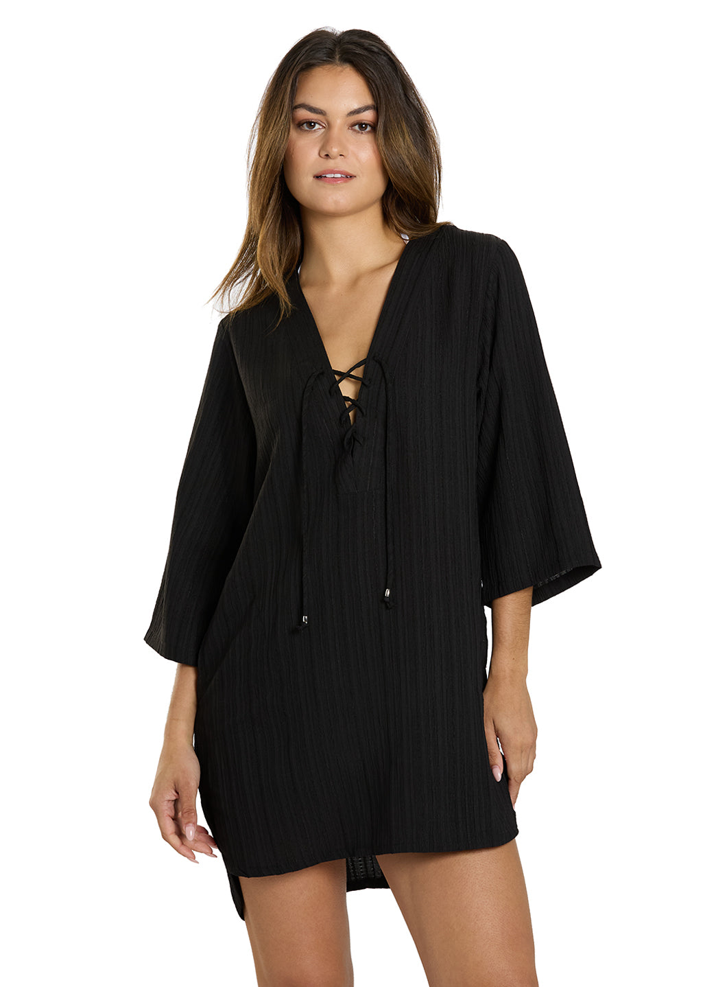 J.Valdi Women's Cancun Lace Neck Big Shirt Cover Up、mySite、noshort