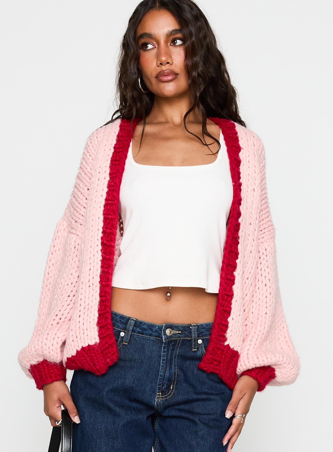 Lester Knit Cardigan Pink / Red、mySite、solidvoid