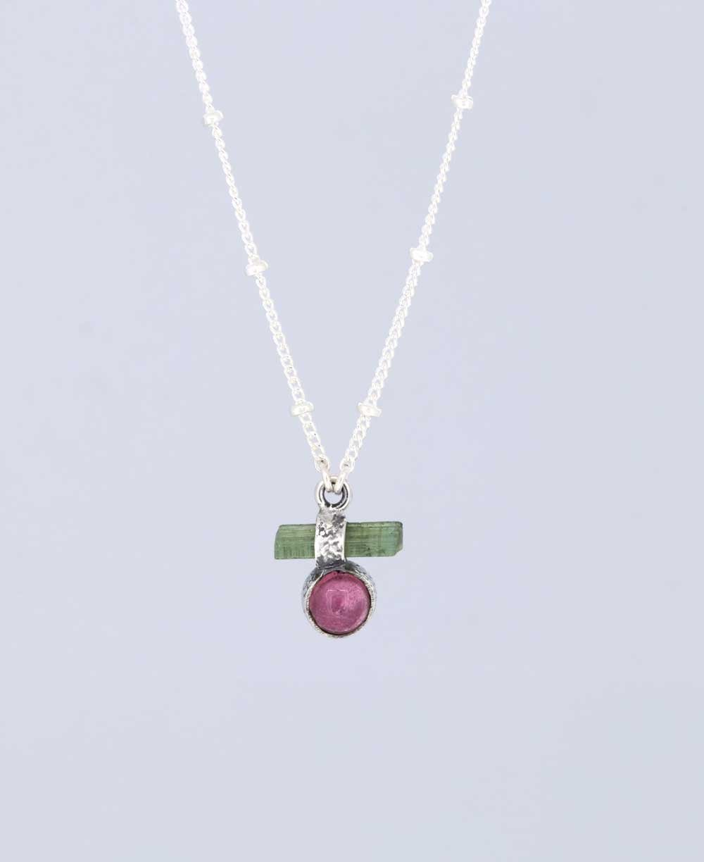 Dainty Zen Inspired Sterling Silver and Tourmaline Necklace、mySite、topwebapps