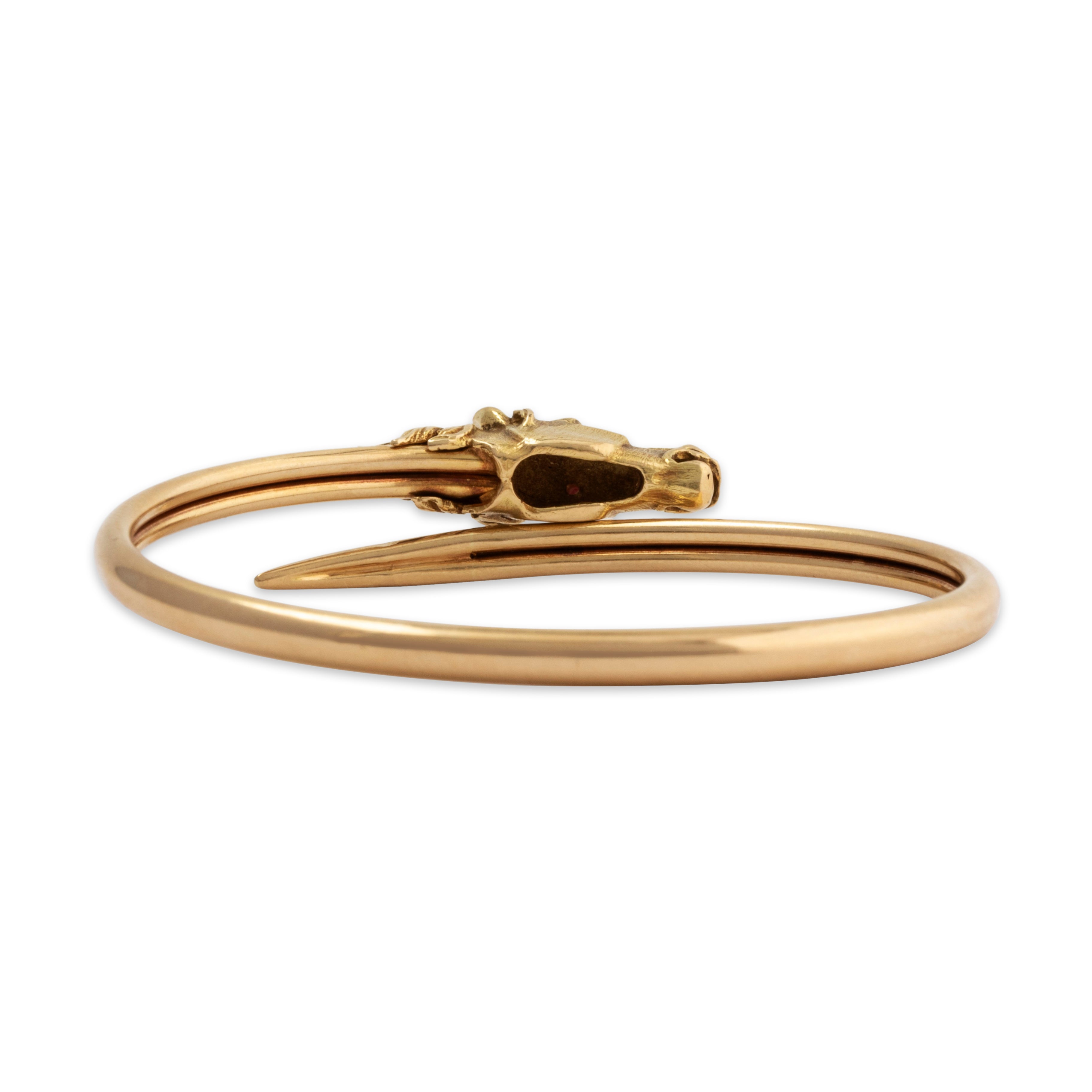Antique Georges Fouqueti猫re French 18k Gold Ruby Horse Bangle Bracelet 6.5、mySite、hinf8tx79