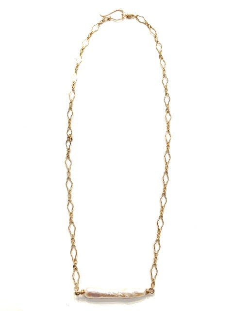 Sconset Flair Studio Biwa Stick Pearl Bar Necklace、mySite、noshort