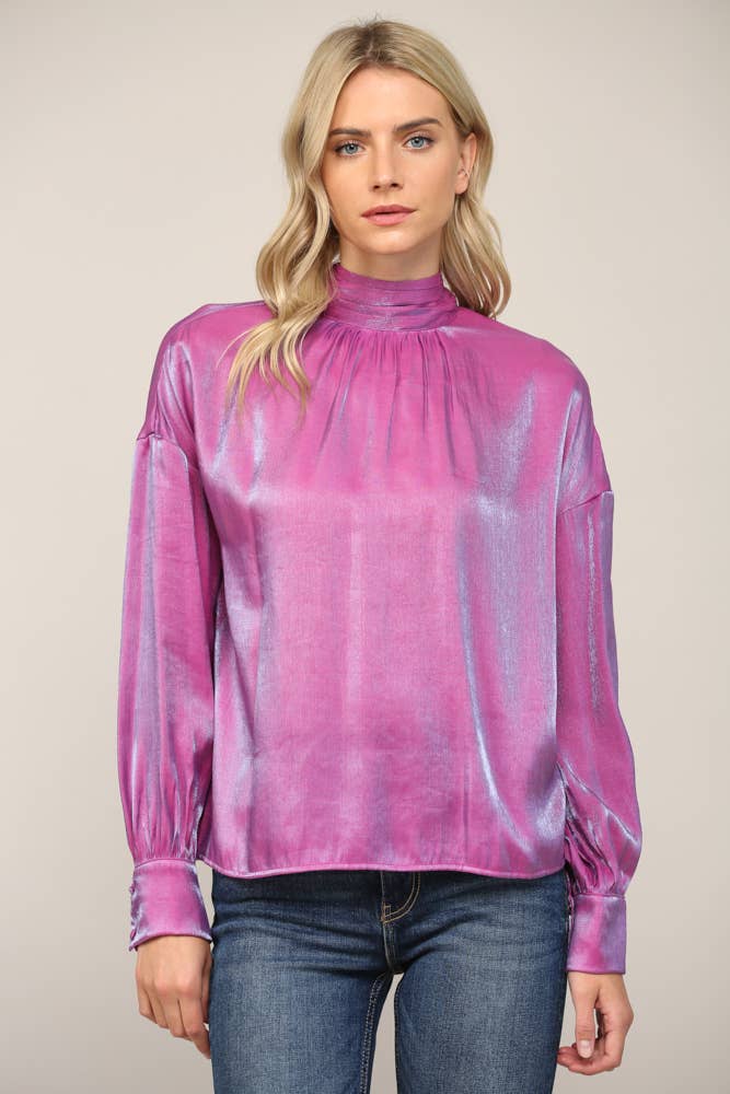 LUMINOUS FABRIC EXTRAVAGANT BOW TIE BLOUSE、mySite、dreamappss