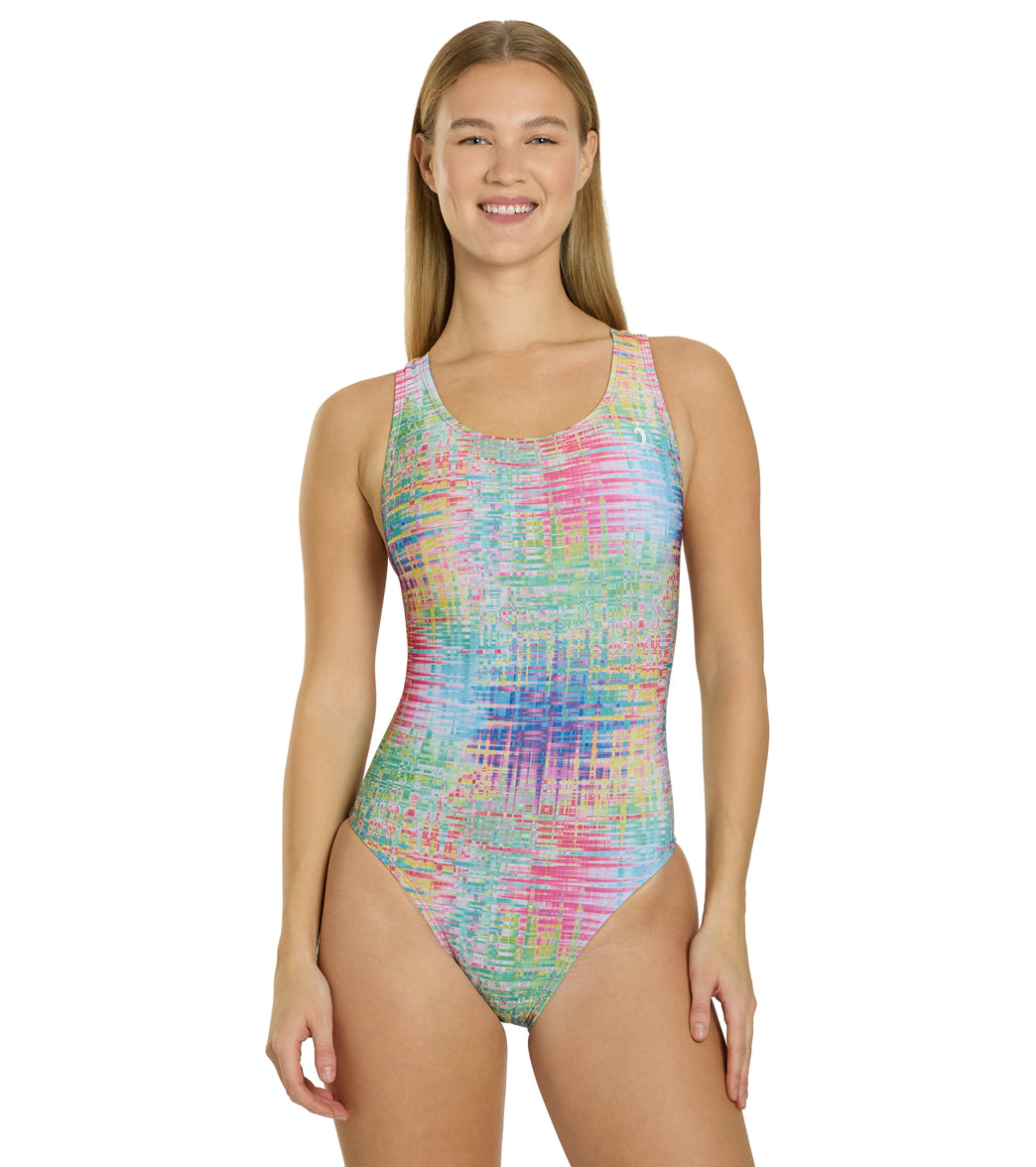 Illusions Activewear Women's A Colorful Inception Race Back One Piece Swimsuit、mySite、noshort