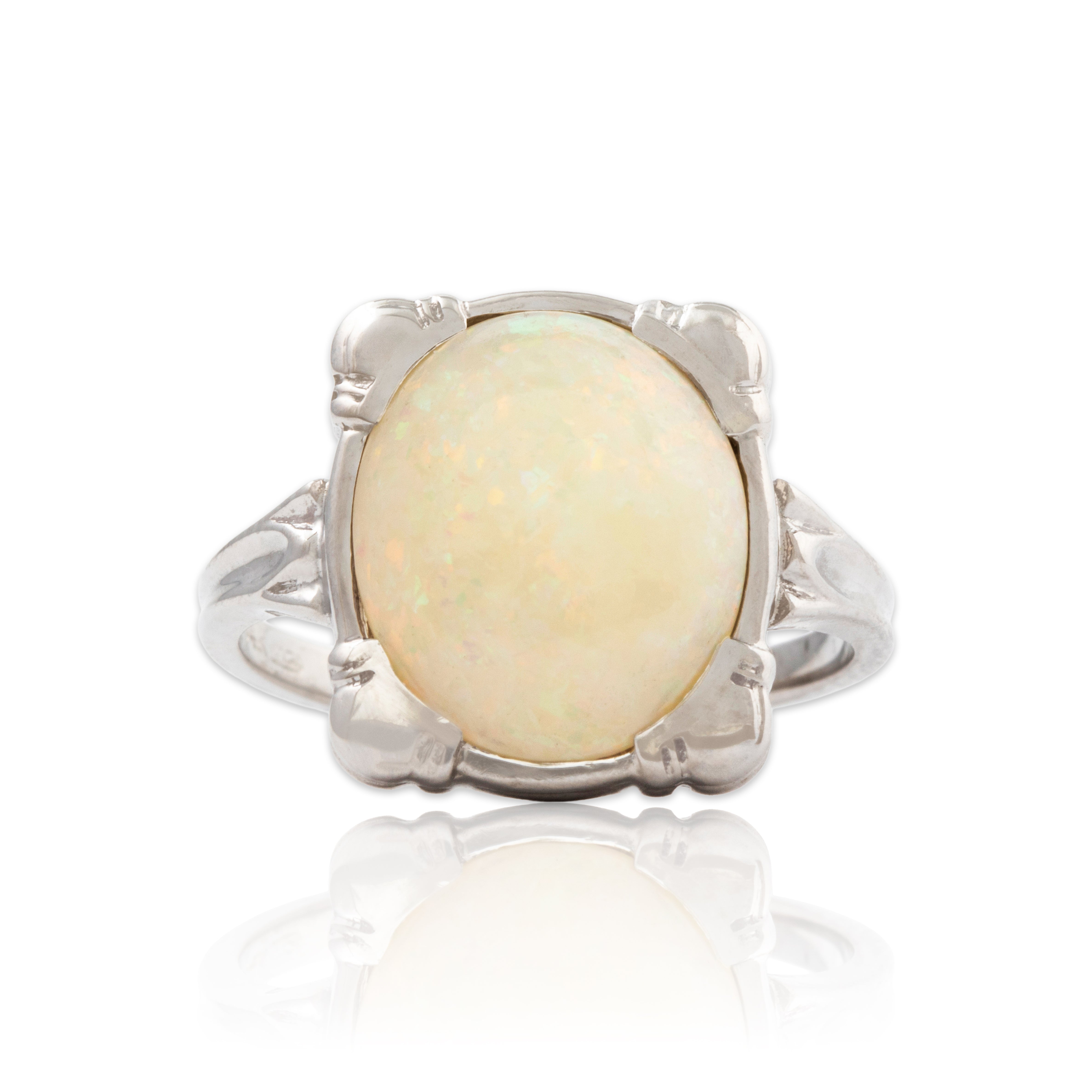 Antique Art Deco 14k White Gold 2.77ct Opal Ring 5.50、mySite、hinf8tx79