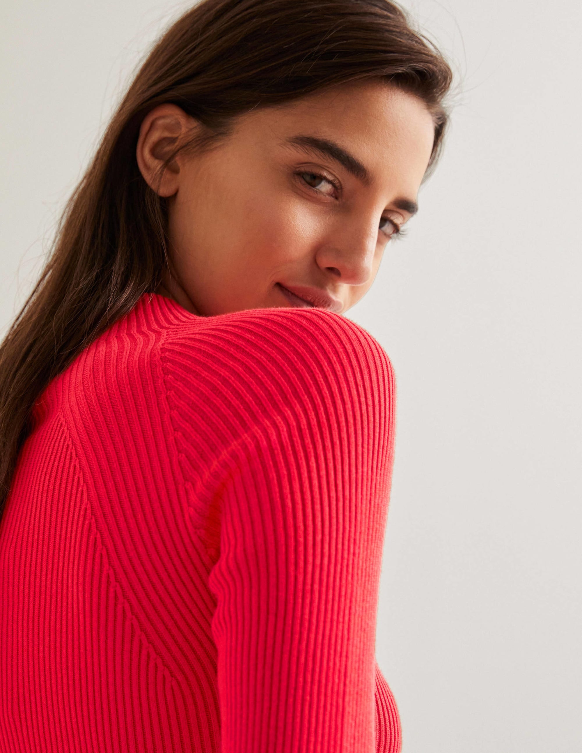  Ribbed High Neck Jumper-Strawberry Tart Red、mySite、ashleygrahame