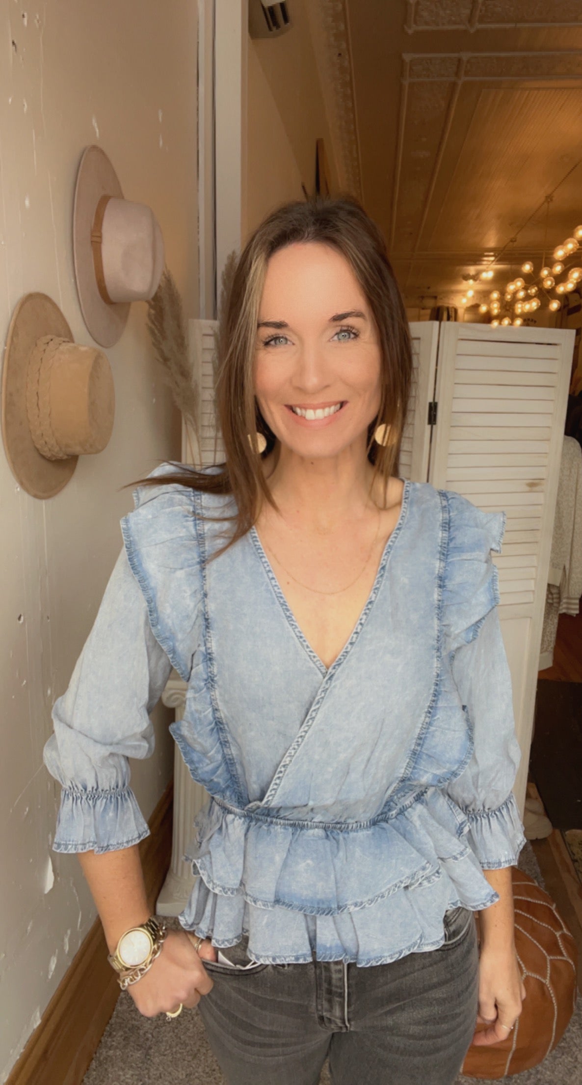 Riley's Ruffle Denim Top、mySite、garagedoors4me