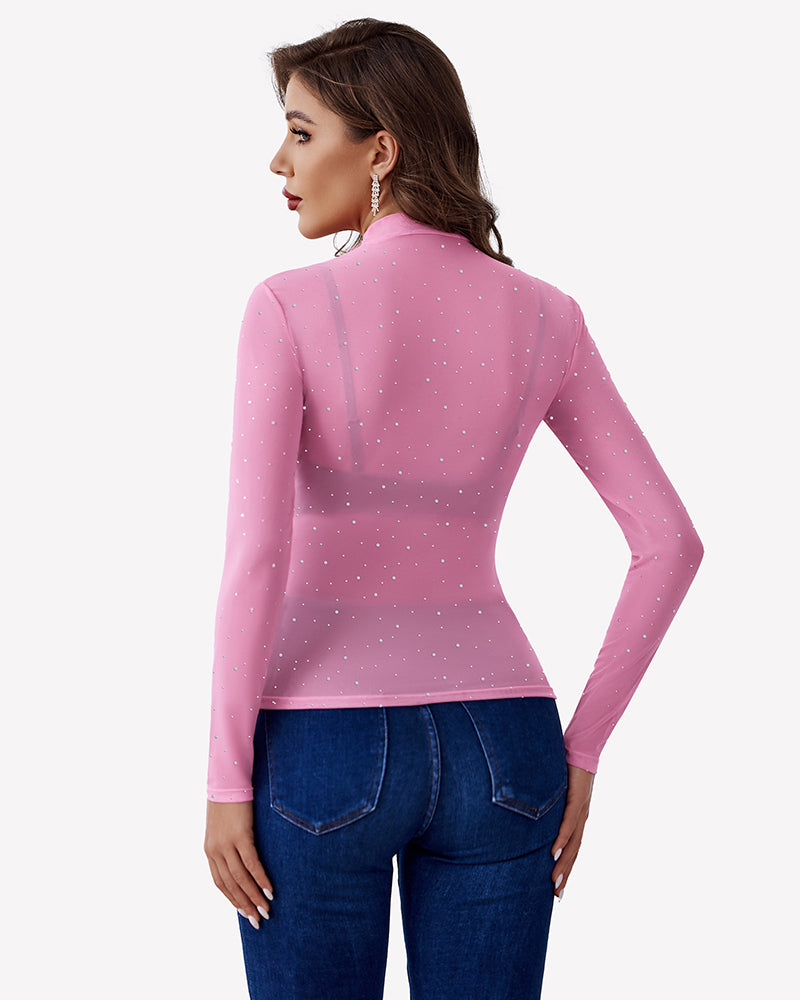 Mesh Rhinestone Sheer Tops、mySite、bengalsvssteelers