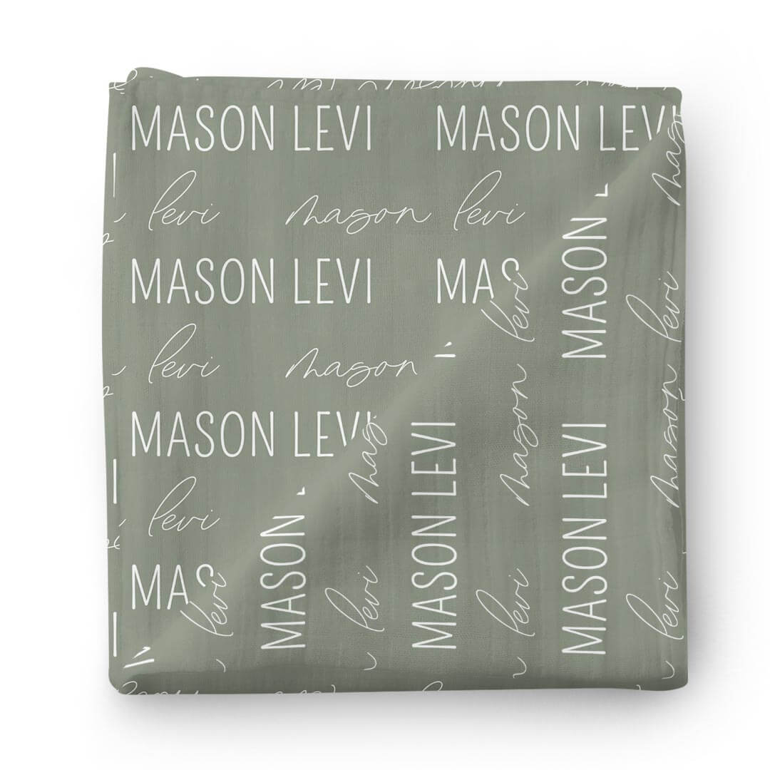  Personalized Eucalyptus Baby Name Swaddle Blanket - Block & Script、mySite、layawaytickets
