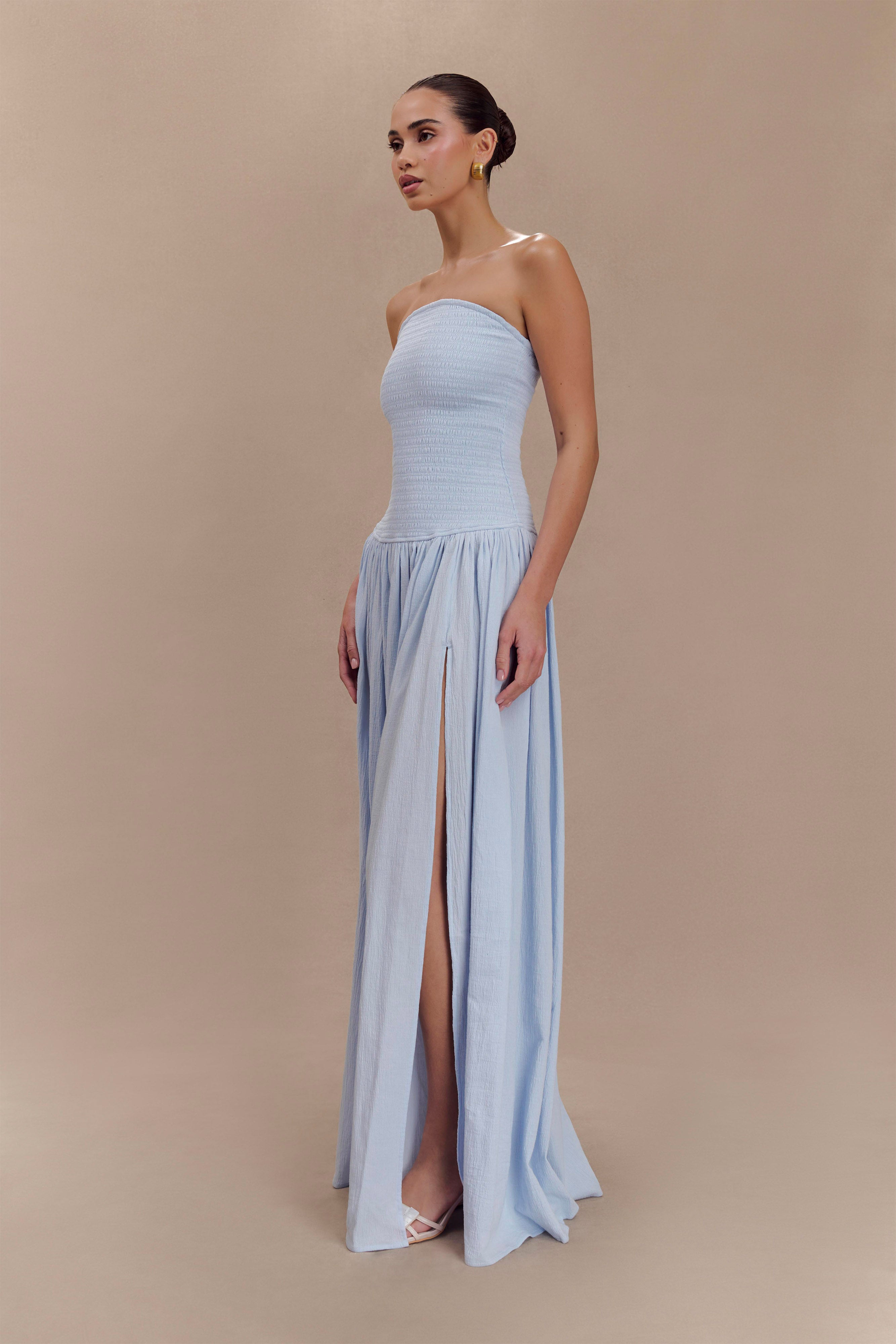 Maureen Cotton Shirring Maxi Dress - Powder Blue、mySite、solidvoid
