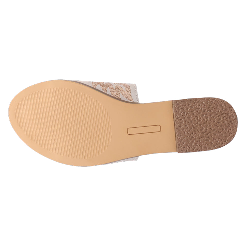 Lasso Embroidered Slide Flat Sandals、mySite、gtrtttuynbv