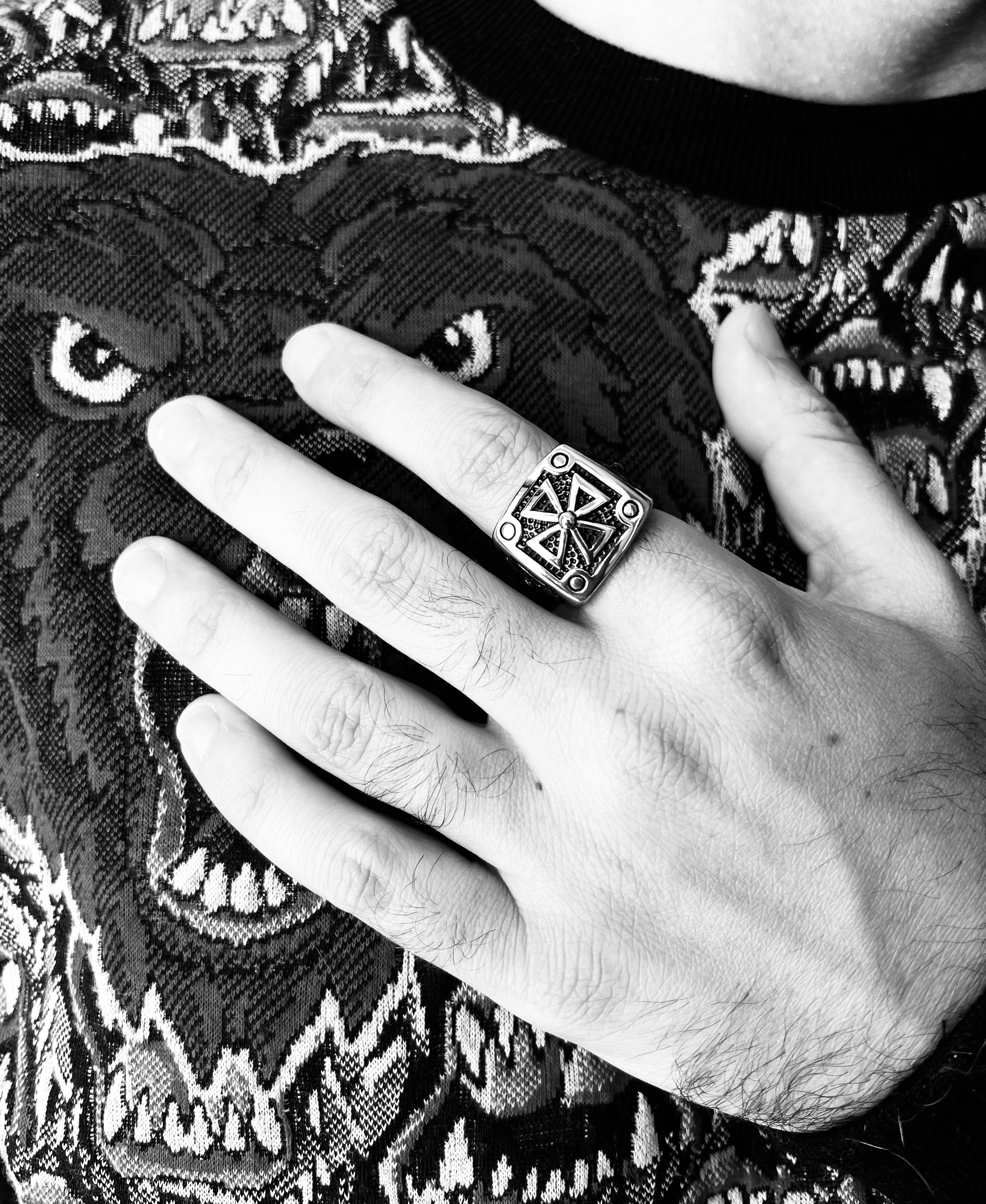 Stainless Steel Polished Maltese Cross Signet Ring / SCR1004、mySite、dreamappss