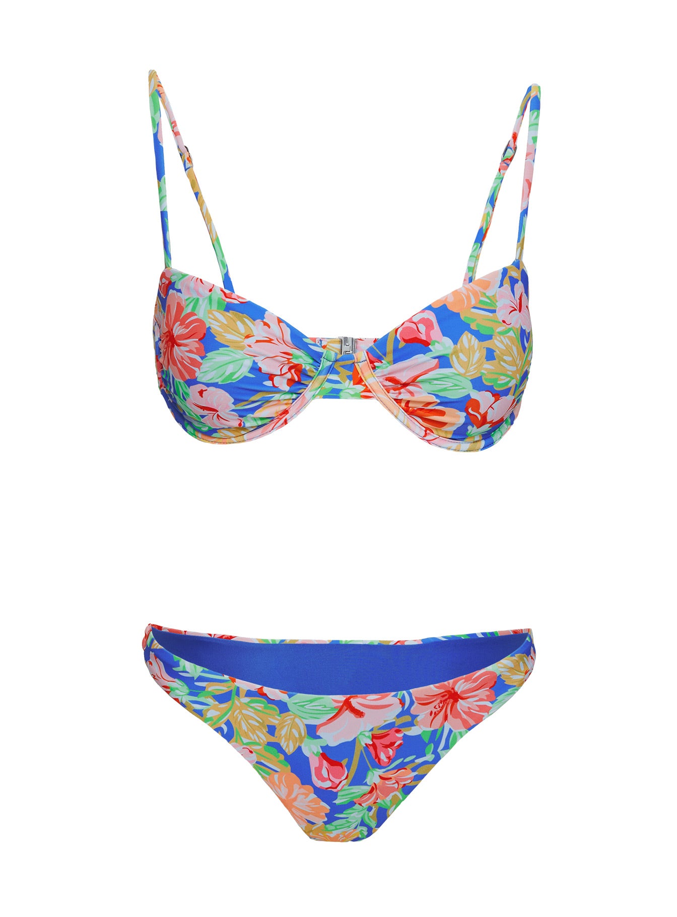 Ellie High Cut Bikini Bottoms Blue Floral、mySite、solidvoid