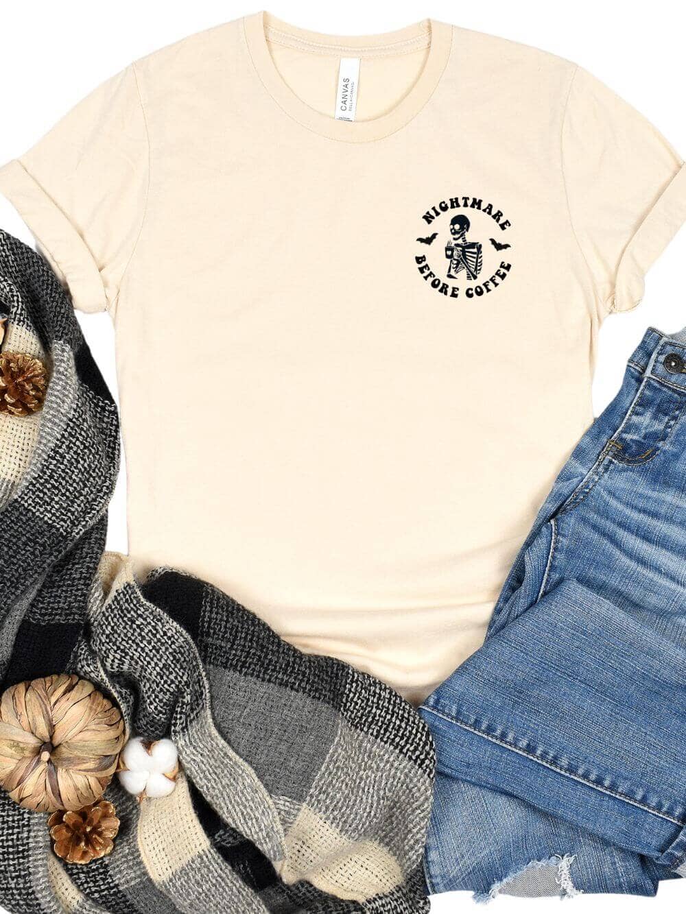 Nightmare Before Coffee Embroidered Unisex T-Shirt、mySite、camillekostekn