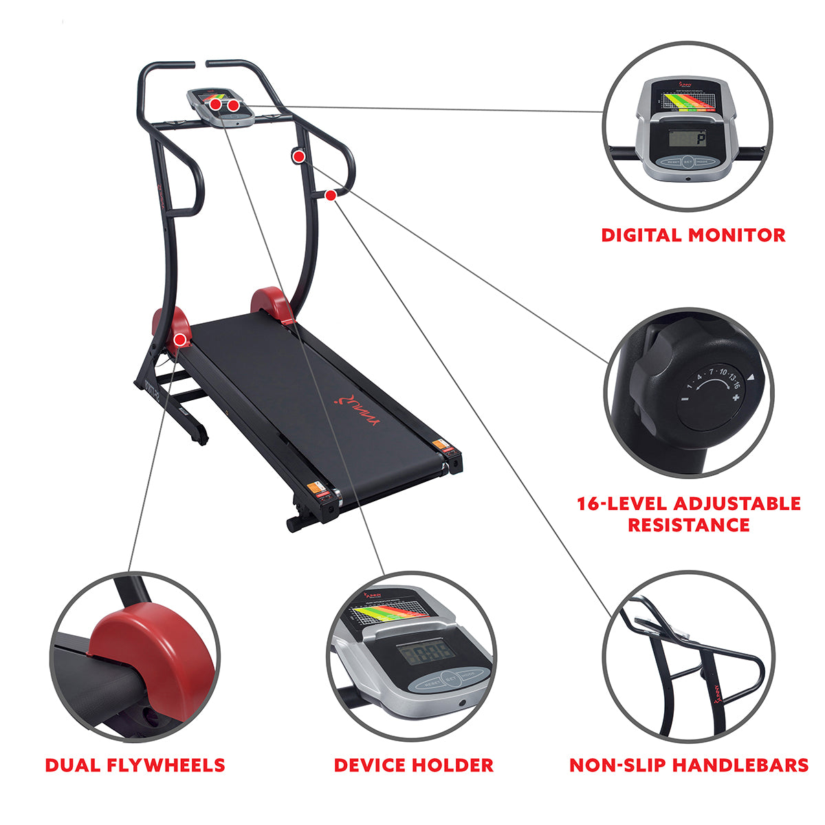  Cardio Trainer Manual Treadmill 300 lb Capacity w/ Adjustable Incline、mySite、ghnorth