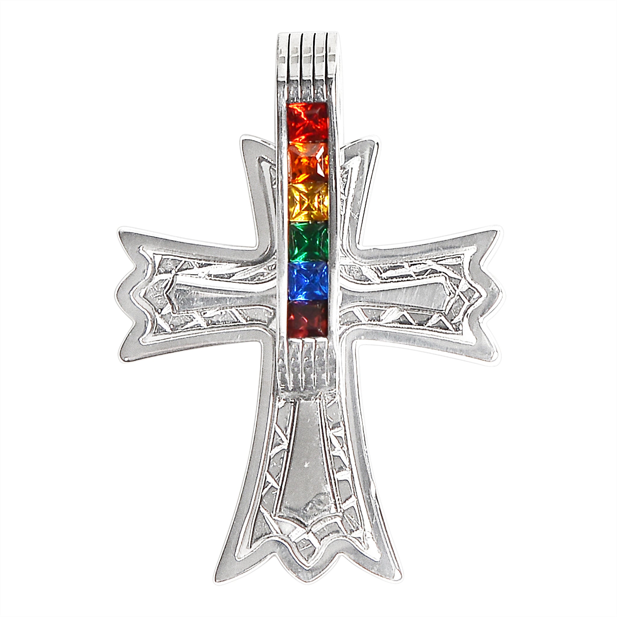 Stainless Steel Cubic Zirconia Rainbow Cross Pendant / GPP0083、mySite、dreamappss