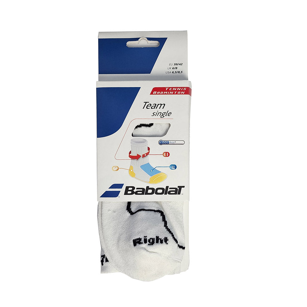 Babolat Team Single Socks with CoolMax (White) for Tennis or Badminton