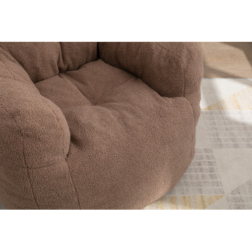 010-Soft Teddy Fabric Tufted Foam Bean Bag Chair With Teddy Fabric Dark Gray、、casual