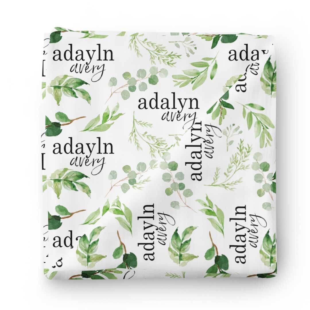  Leafy Greenery Personalized Baby Name Swaddle Blanket、mySite、layawaytickets