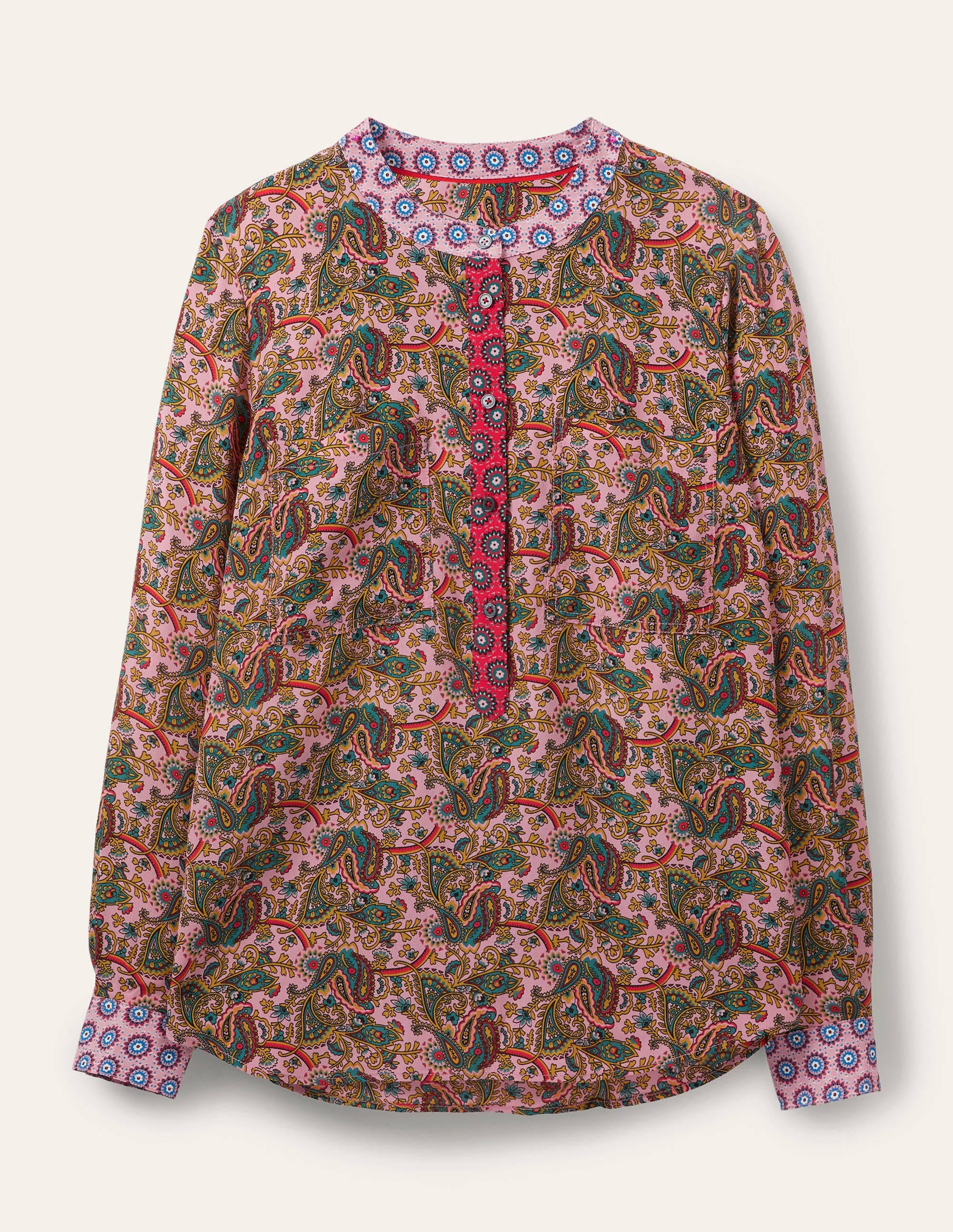  Silk Collarless Blouse-Formica Pink、mySite、ashleygrahame