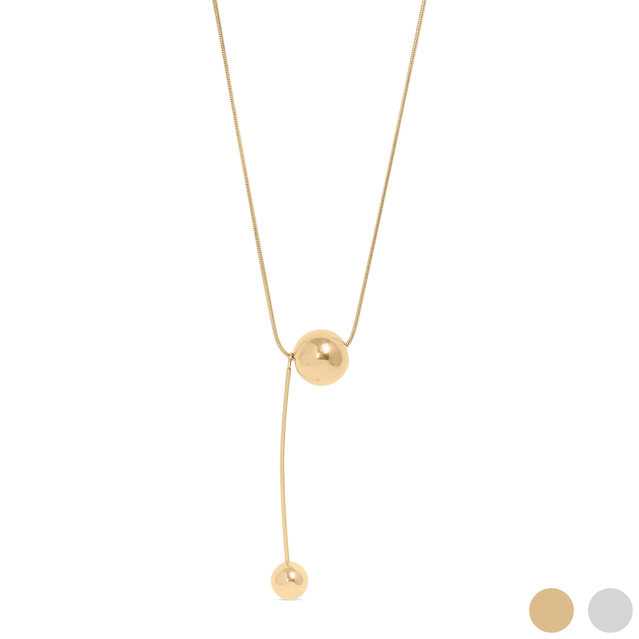 18K Gold PVD Stainless Steel Snake Chain Ball Pendant Necklace / CHN0024、mySite、dreamappss