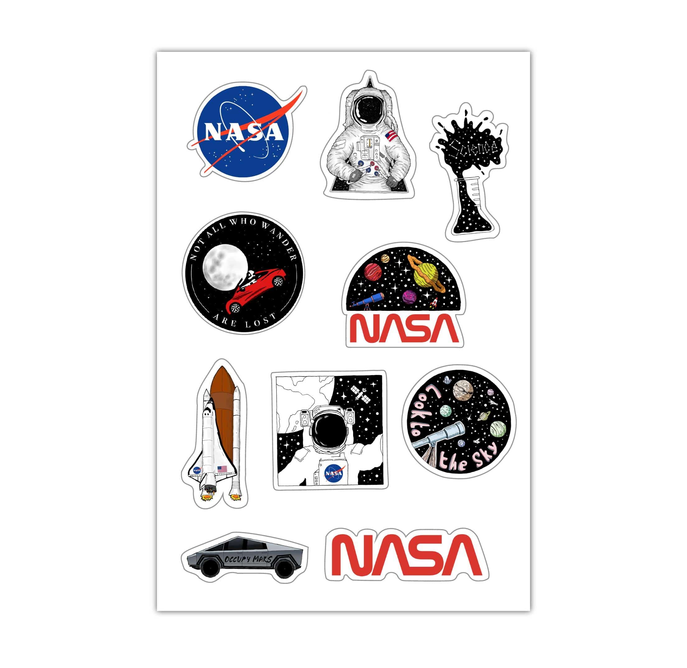  Sheet of Mini Stickers - Space and NASA - 10 Designs、mySite、elrpsem3k
