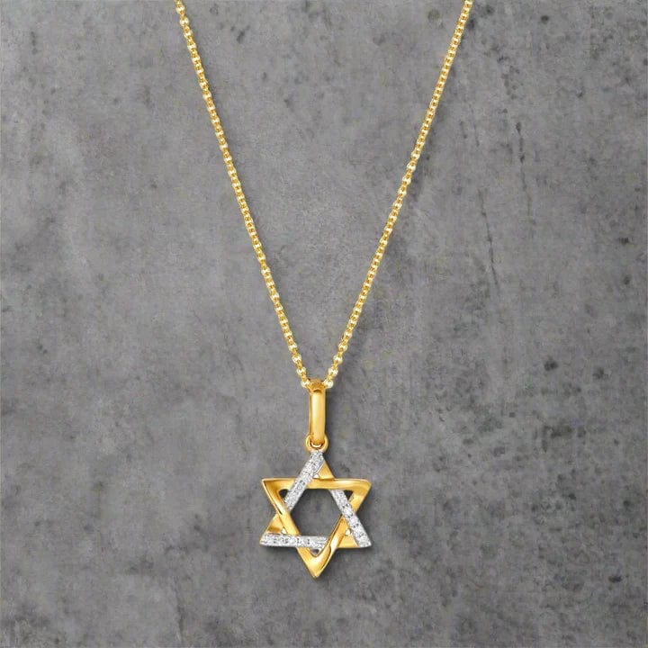Two Tone Diamond Star of David Necklace - 14k Gold、mySite、topwebapps
