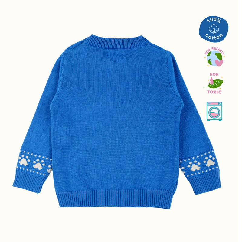 Cotton Sweater For Kids | Cheerful Dog Printed | Greek Blue、mySite、camillekostekn