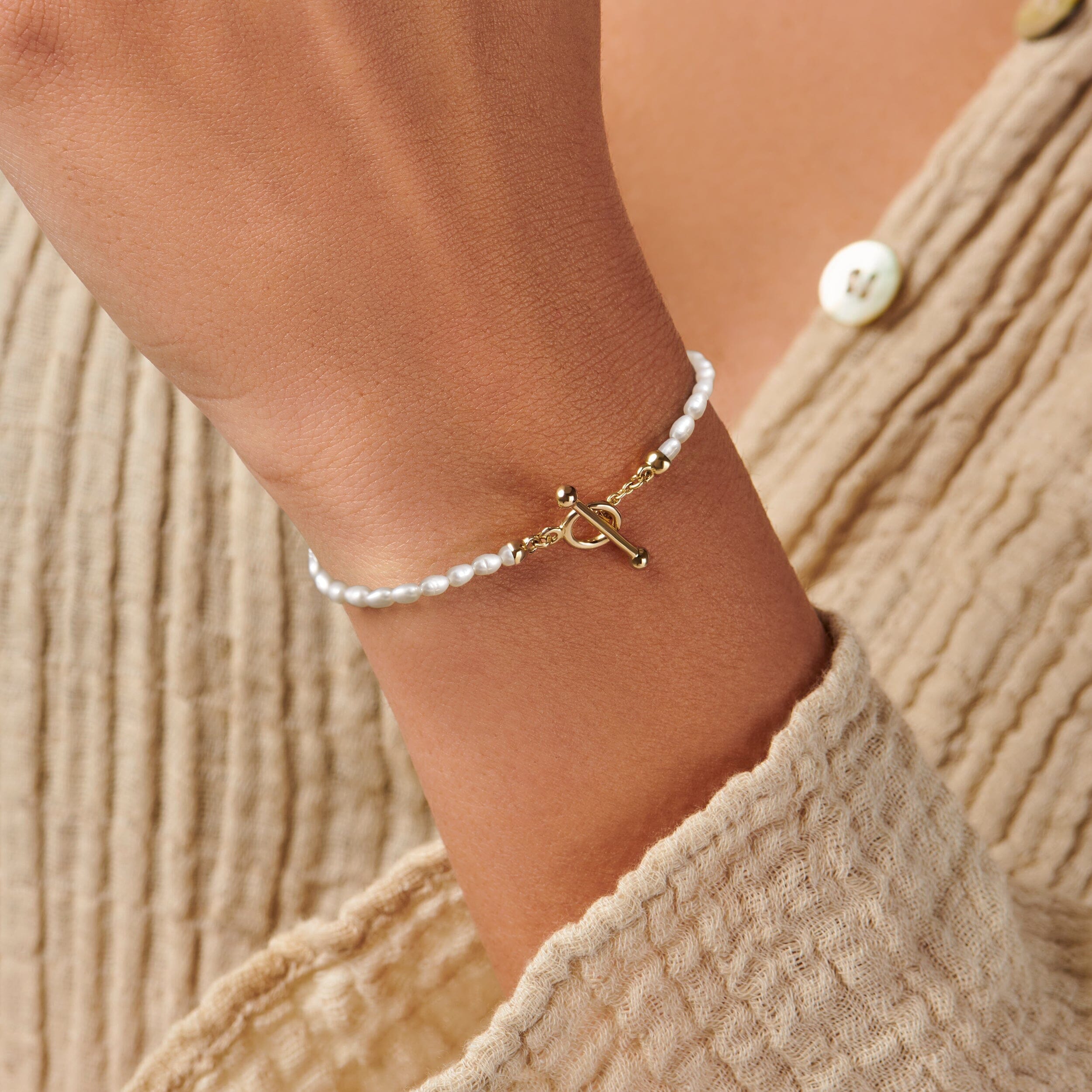 Rice Pearl T-Lock Bracelet - Raise Your Vibrations、mySite、hinf8tx79