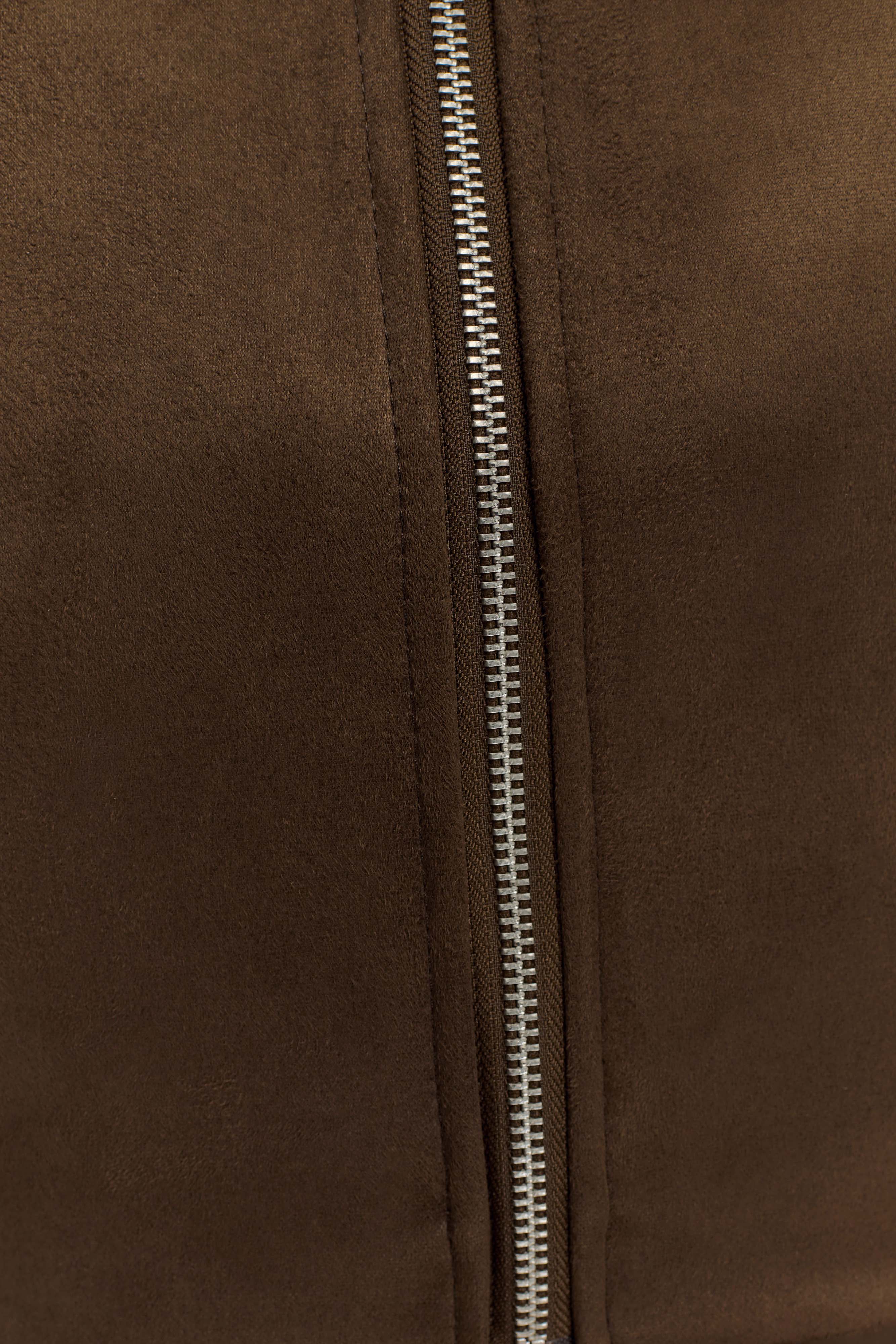 Hayes Faux Suede Collared Jacket - Chocolate、mySite、solidvoid