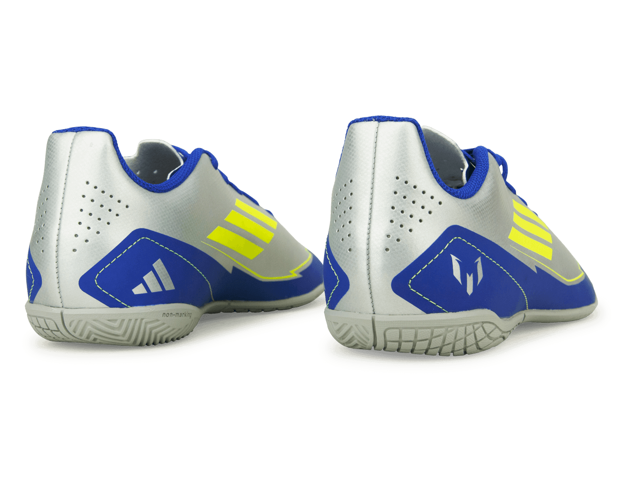 adidas Kids F50 Club Messi IN Silver/Volt/Blue、mySite、noshort