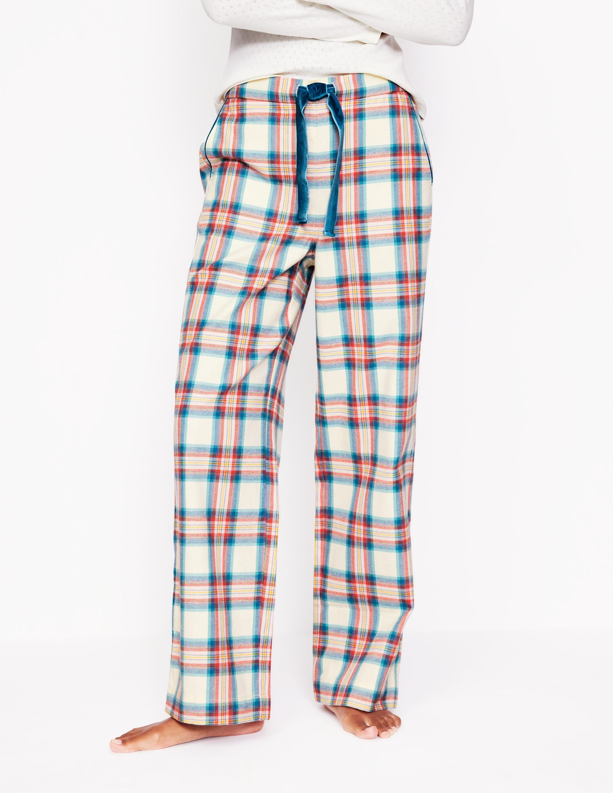  Brushed Cotton Pajama Pants-Eggnog & Orange Check、mySite、ashleygrahame