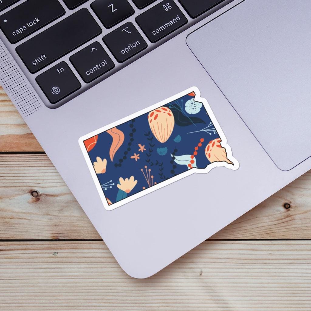  South Dakota Blue Floral Abstract Sticker、mySite、elrpsem3k