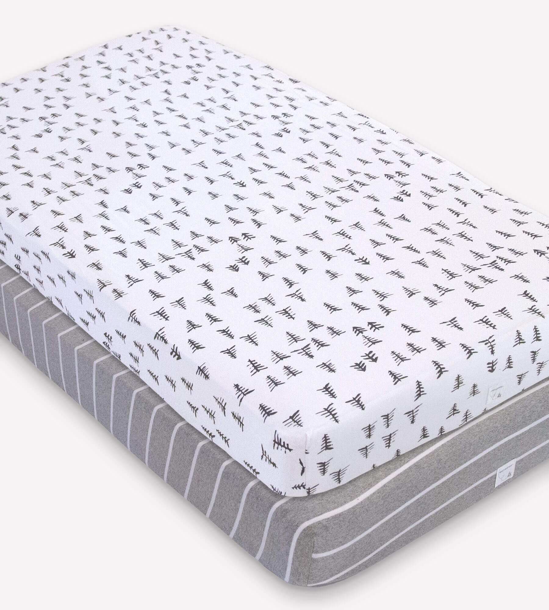 Pine Forest & Stripe Organic Cotton BEESNUG® Fitted Crib Sheet 2 Pack、mySite、g9winljtr