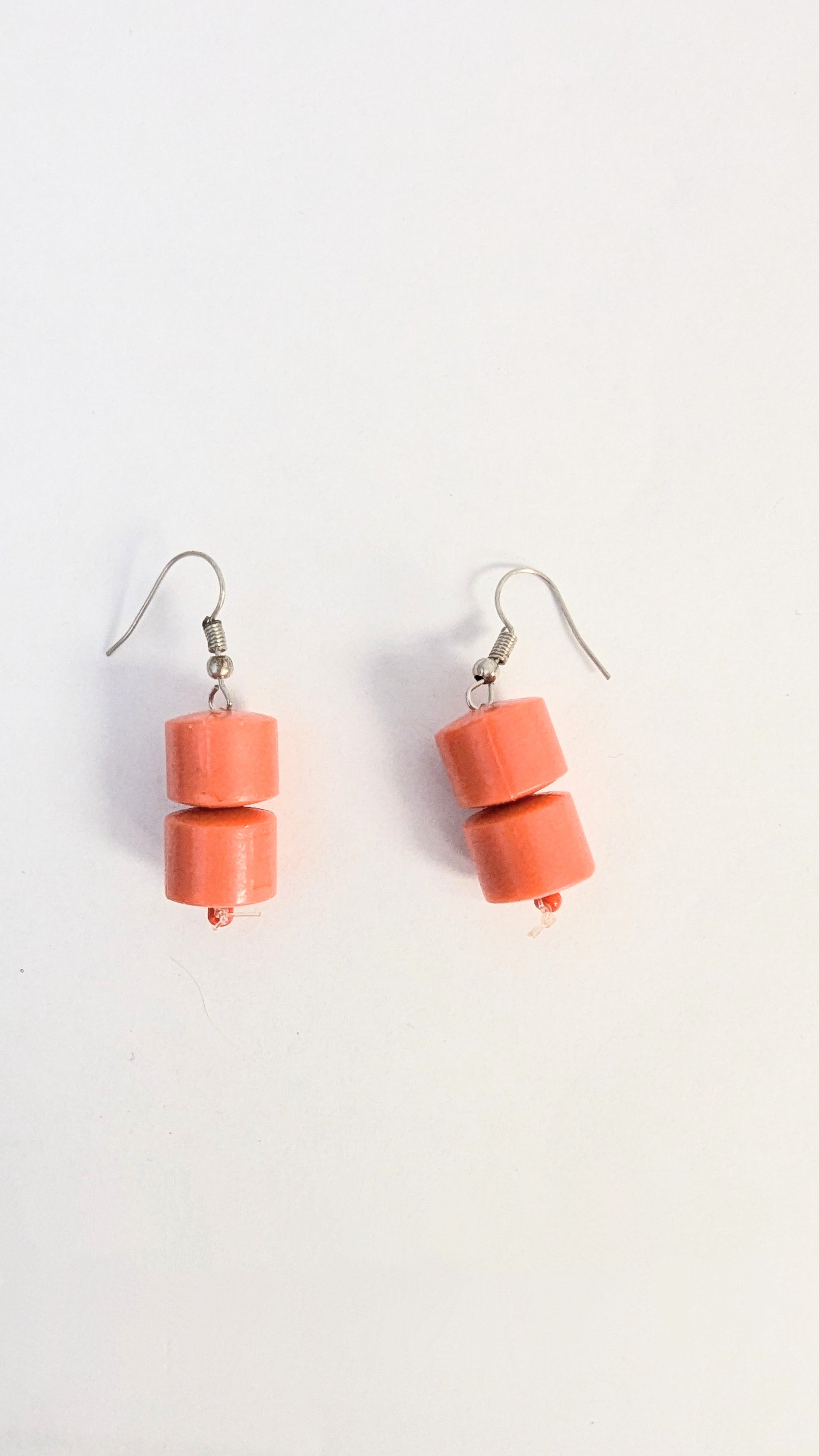Dupsie's Majira Coral-Red African Bead Earrings DPJABE50、mySite、solidvoid