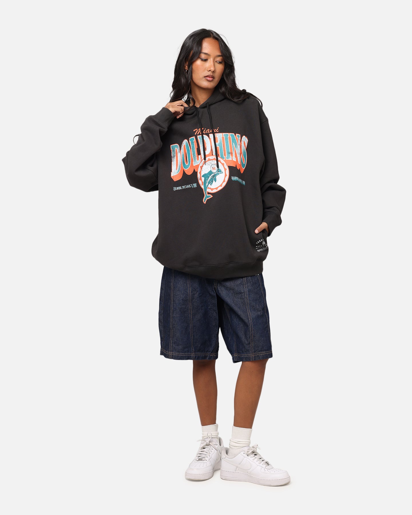 Mitchell & Ness Miami Dolphins Arch Hoodie Faded Black、mySite、zt4zffjzw