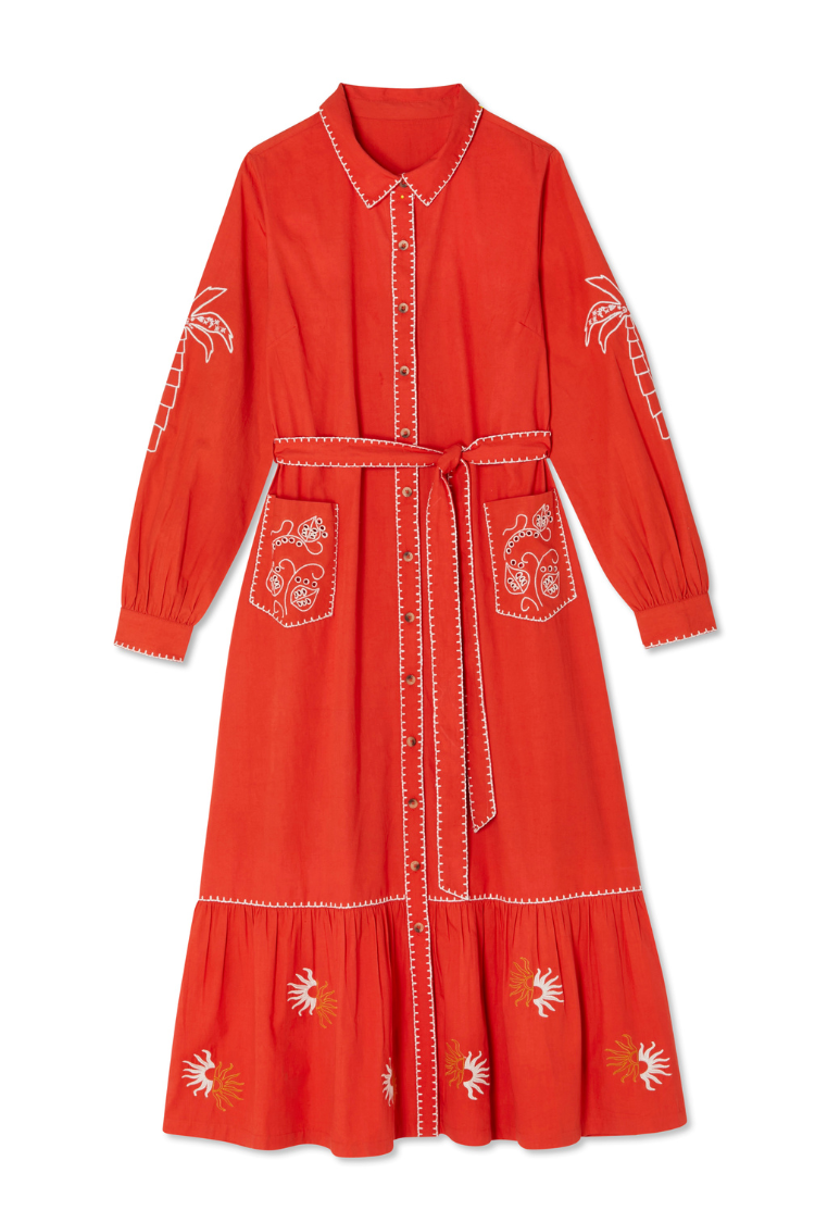 Red and Cream Pollenca Shirt Dress、mySite、solidvoid