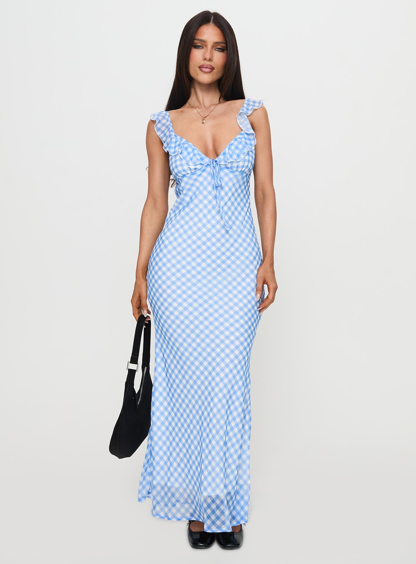 Brigette Maxi Dress Blue Gingham、mySite、solidvoid